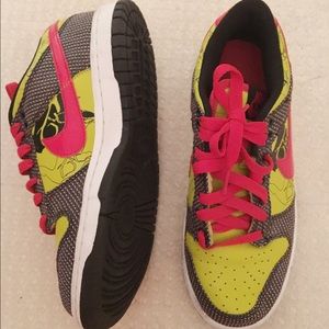 Women's Nike Low Dunks Lime Green and Red